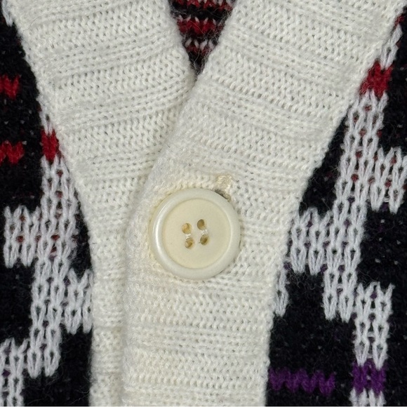 Robert Bruce VTG XL Geometric Knit Cardigan Sweater 80s Y2K Pattern Black White - Picture 4 of 15